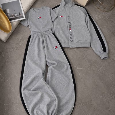 ست ۳ تیکه TOMMY (تیشرت، سویشرت، شلوار) کد 644