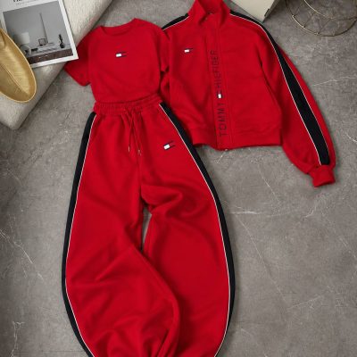 ست ۳ تیکه TOMMY (تیشرت، سویشرت، شلوار) کد 644